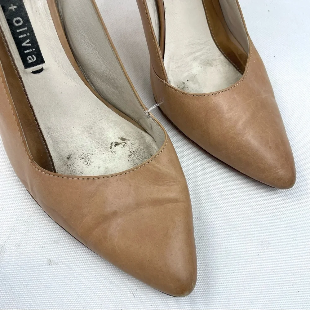 Alice + Olivia Vachetta Leather Beige Tan Stiletto Heels – Size 36.5